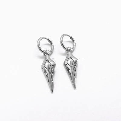 One Pair Stainless Steel Punk Fashion Dangle Earrings for Men and Women