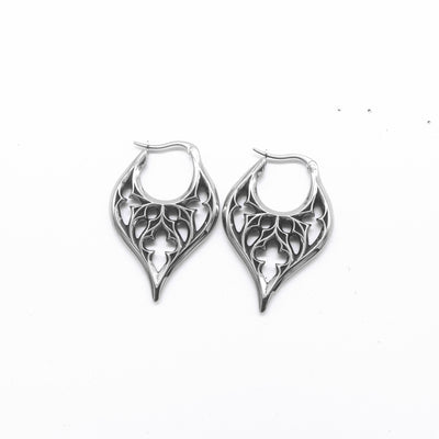 One Pair of Solid Carving Hollows Hoop Earrings for Women