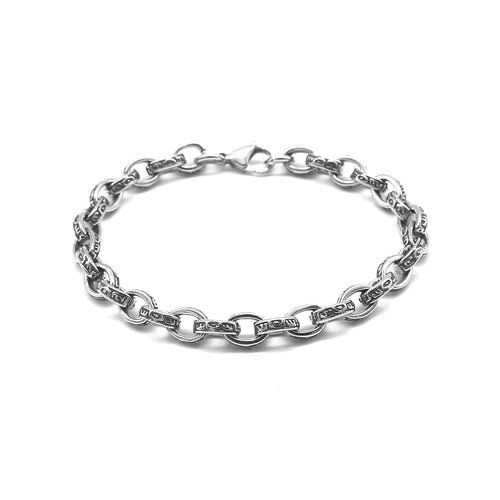 Manually Carved 316L Stainless Steel Biker Bracelet for Men and Women