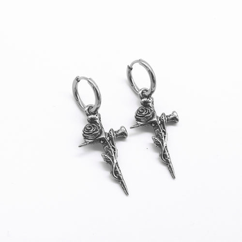 One Pair of 316L Stainless Steel Hiphop Dangle Earrings for Men and Women