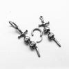 One Pair 316L Stainless Steel Skulls and Cross Dangle Earrings for Men and Women