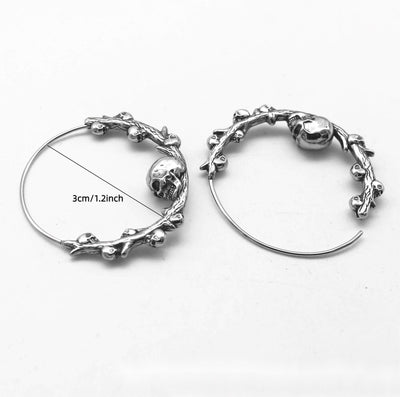 One Pair of  Fashion 316L Stainless Steel Skull Hoop Earrings for Women and Men