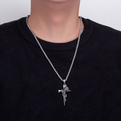 Stainless Steel Necklace Men's Stainless Steel Cross Pendant Necklace