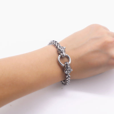 Funky Fashion 316L Stainless Steel Leopard Head Bracelet