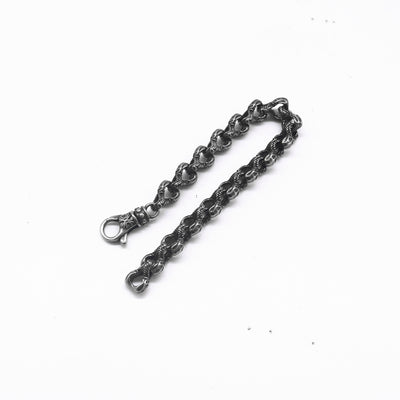 Vintage Distressed Carving Blackened Octopus Chain Bracelet for Men