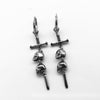 One Pair 316L Stainless Steel Skulls and Cross Dangle Earrings for Men and Women