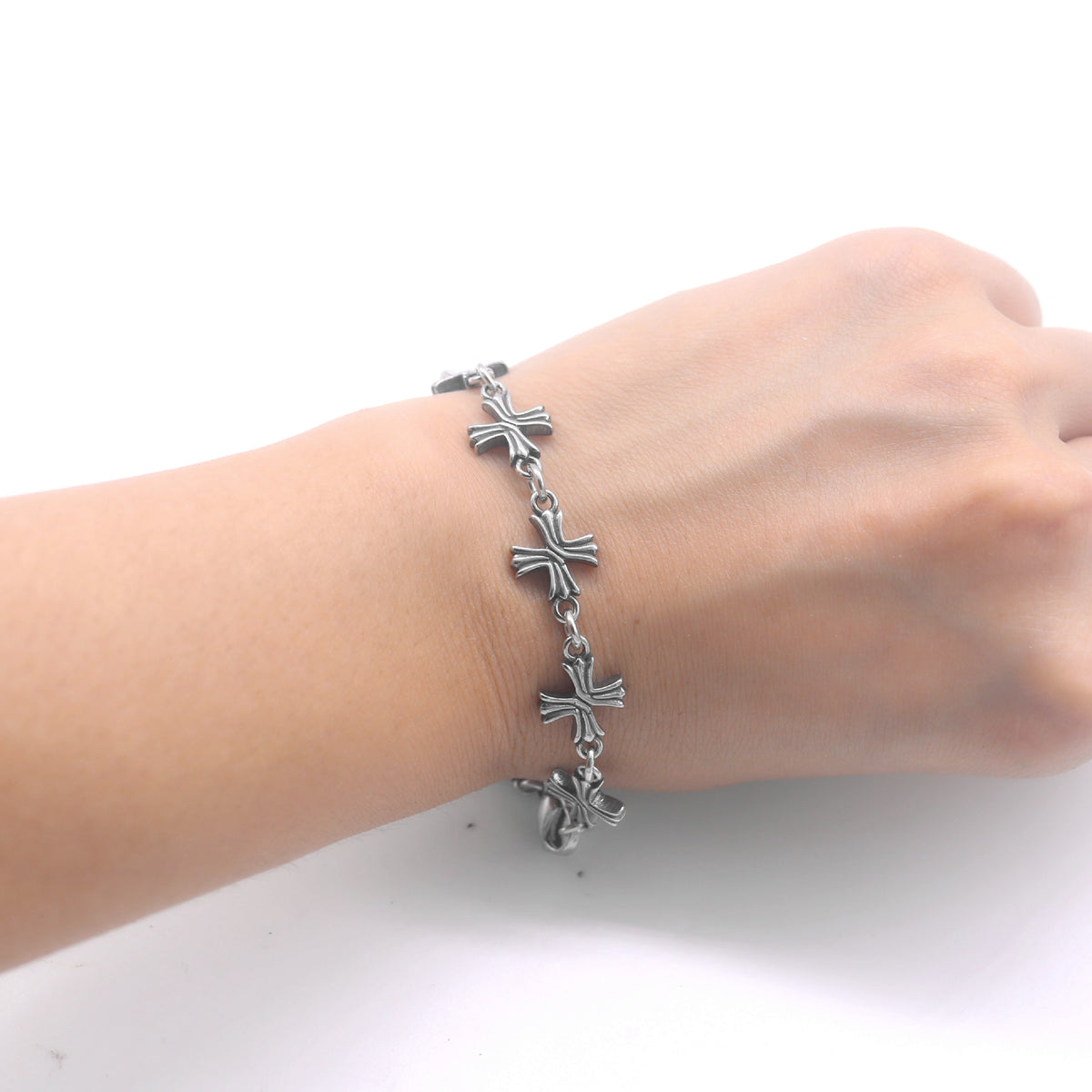 Funky Hiphop Cross Featured Link Bracelet for Men and Women