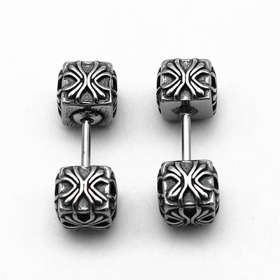 One Pair 316L Stainless Steel Punk Fashion Men's Stud Earrings Ears Studs