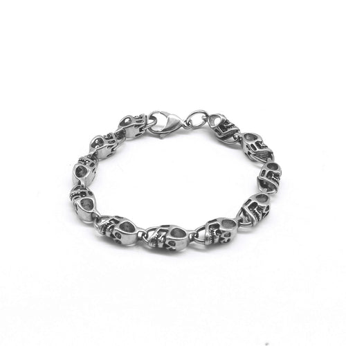 Manual Carve Funky Skull Biker Bracelet for Men and Women