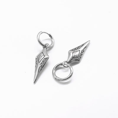 One Pair Stainless Steel Punk Fashion Dangle Earrings for Men and Women