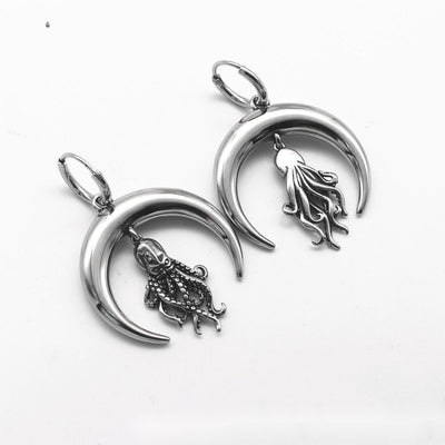 One Pair 316L Stainless Steel Chic Octopus Dangle Earrings for Men and Women