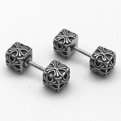 One Pair 316L Stainless Steel Punk Fashion Men's Stud Earrings Ears Studs