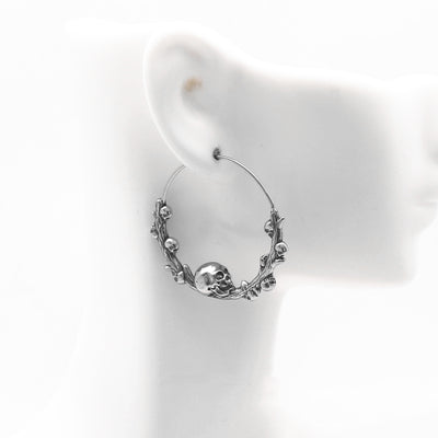 One Pair of  Fashion 316L Stainless Steel Skull Hoop Earrings for Women and Men