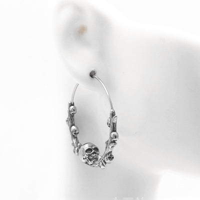 One Pair of  Fashion 316L Stainless Steel Skull Hoop Earrings for Women and Men