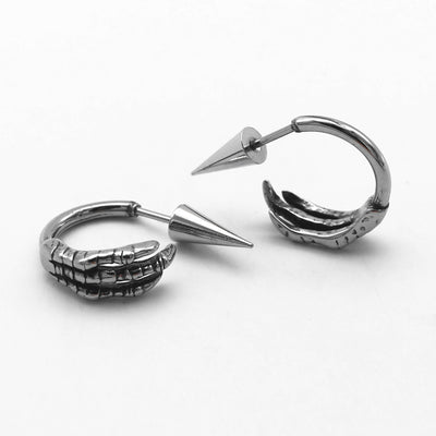 Men's Hoop Earrings Ghoul Hand Featured 316L Stainless Steel Stud Earrings