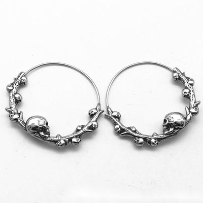 One Pair of  Fashion 316L Stainless Steel Skull Hoop Earrings for Women and Men